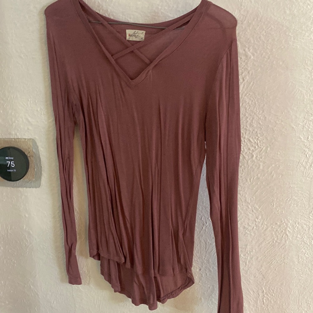 Mauve long sleeve crisscross top